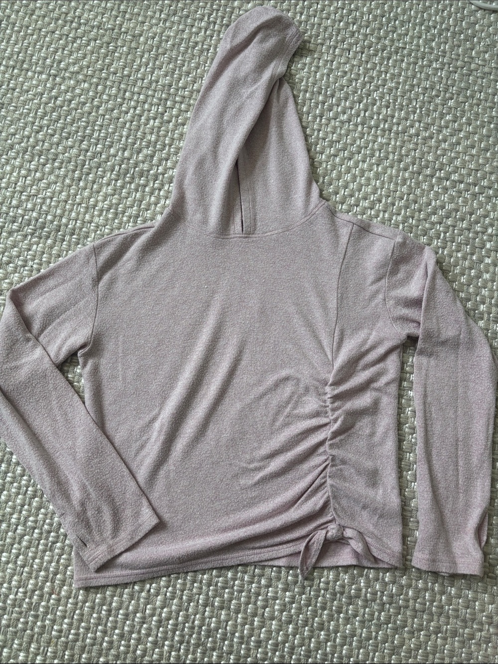 Girl's Zella Dusty Rose Hooded Long-Sleeve Top with Side Tie